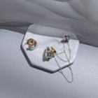 Chained Cuff Earring 1 Pair - Silver & Gold - One Size