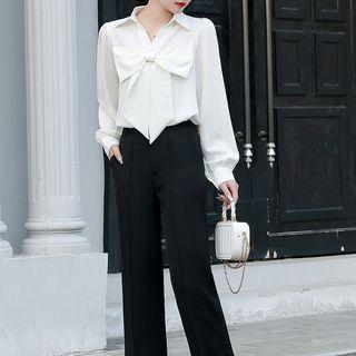 Long-sleeve Bow Blouse / Dress Pants