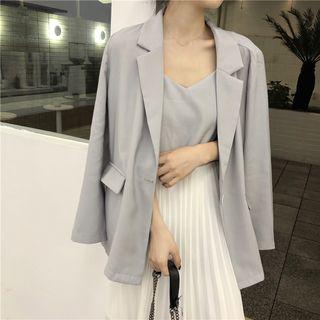 Button Blazer / Strappy Midi Dress