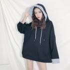 Contrast Trim Hooded Pullover