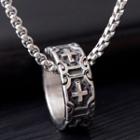 Stainless Steel Cross Ring Pendant Necklace 101 - Silver - One Size