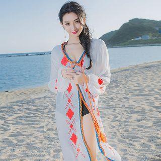 Printed Beach Cover-up White - One Size