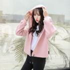 Open-front Hooded Knitted Jacket