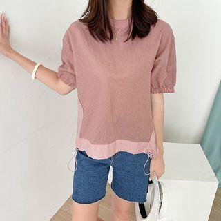 Drawcord-hem Two-tone Top