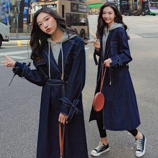 Zip-up Denim Long Coat