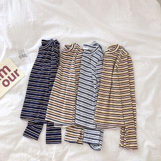 Color-block Striped Slim-fit Knit Top