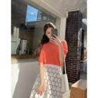 Colored Puff-sleeve Light Knit Top