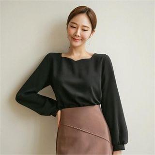 Sweetheart Neck Balloon-sleeve Blouse