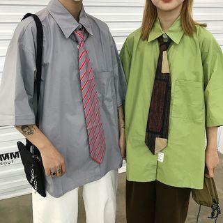 Couple Matching Neck Tie Short-sleeve Shirt