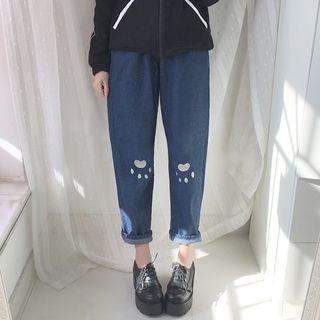 Embroidered Heart Jeans