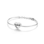 Fashion And Elegant Heart-shaped Mama 316l Stainless Steel Bangle Silver - One Size