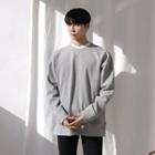 Slit-hem Plain Sweatshirt
