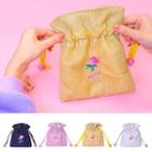 Flower Embroidered Drawstring Pouch