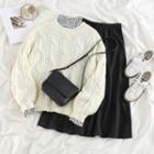 Plain Sweater / Mock-neck Top / Midi Skirt
