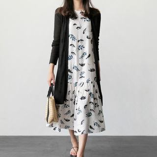 Slit-side Ribbed Cardigan