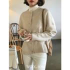 Crew-neck Wool Blend Oversized Cardigan