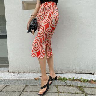 Crystal-pleat Geo Pencil Skirt