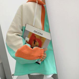 Color-block Fleece-lined Anorak Hoodie