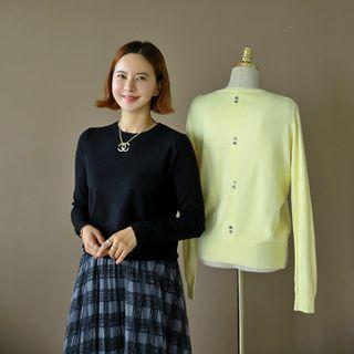 Button-back Soft-touch Knit Top
