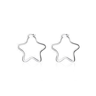 Fashion Simple Hollow Star Earrings Silver - One Size