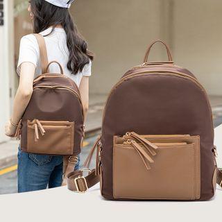 Genuine Leather Paneled Backpack