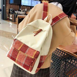Plaid Pocket Panel Backpack