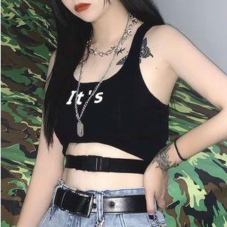Buckled Lettering Cropped Tank Top