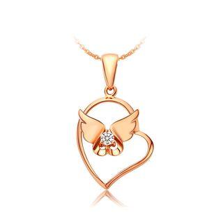 925 Sterling Silver Angel Pendant With White Austrian Element Crystal And Necklace