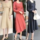 Long Sleeve Square Neck Midi Dress