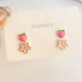 Set Of 4: Stud Earring Set Of 4 - Fth - Pink - One Size