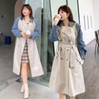 Double-breasted Denim Panel Trench Coat