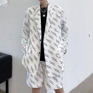 Set: Lettering Blazer + Wide-leg Shorts