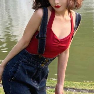 Halter Diamond Neckline Camisole Top