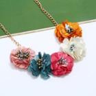 Fabric Flower Pendant Necklace
