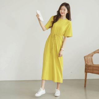 Drawstring Maxi T-shirt Dress
