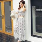 Set: Printed Tankini + Slit Wide Leg Pants