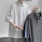 Plain Lapel Oversized Short Sleeve T-shirt