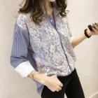 Long-sleeve Striped Lace Shirt