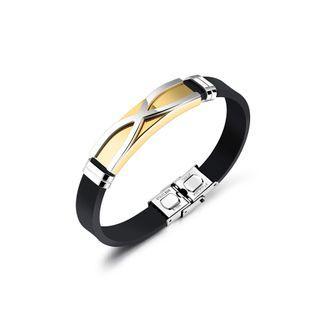 Fashion Creative Plated Gold Cross Geometry Rectangular 316l Stainless Steel Silicone Bracelet Golden - One Size