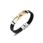 Fashion Creative Plated Gold Cross Geometry Rectangular 316l Stainless Steel Silicone Bracelet Golden - One Size