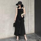 Sleeveless Asymmetric Midi Dress Black - One Size