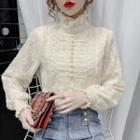 High-neck Lace Fleece-lined Blouse