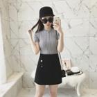 Short-sleeve Cable-knit Top