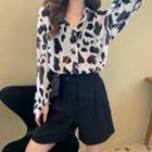 Leopard Print Blouse / High-waist Shorts