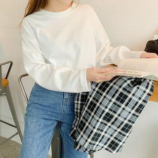 Plus Size Colored Round-neck T-shirt