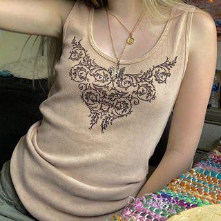 Rhinestone Graphic Print Tank Top