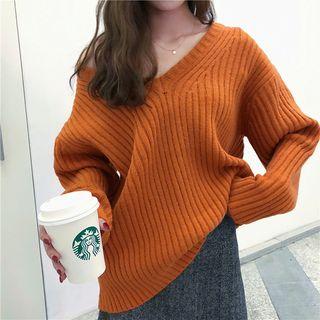 V-neck Sweater Tangerine - One Size