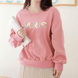Paris Tweed-trim Lame-letter Pullover