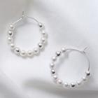 925 Sterling Silver Faux Pearl Hoop Earring 1 Pair - Earring - One Size