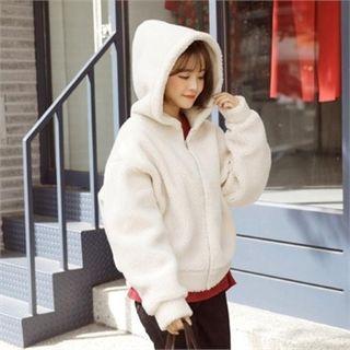 Sherpa-fleece Oversized Zip-up Hoodie